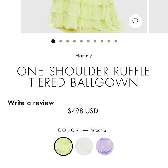 MacDuggal chartreuse ruffle ball gown - Picture 2 of 4